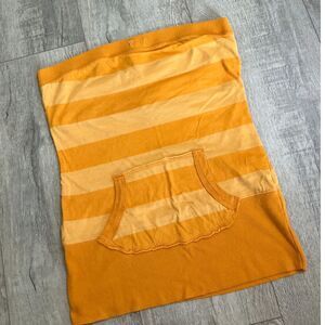 Copper Key Tube Top M Orange Striped Drawstring Pocket Y2K